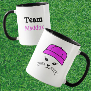 Caneca Jogador de Beisebol de Gato Personalizável da Equi
