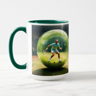 Caneca Jogador De Bola De tênis No Tribunal,