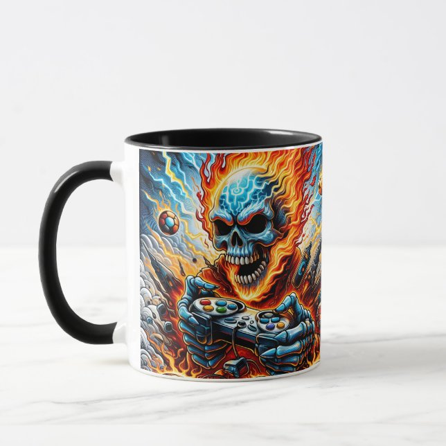 Caneca Jogador de Crânio Flamejante (Esquerda)