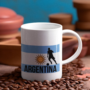 Caneca Jogador de futebol da Bandeira argentina usa ponto