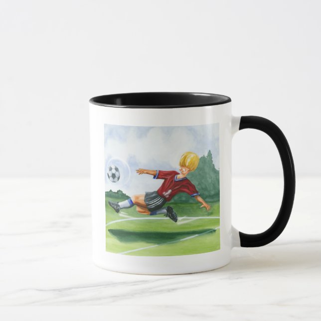 Caneca Jogador de futebol picando uma bola por Jay Throck (Direita)