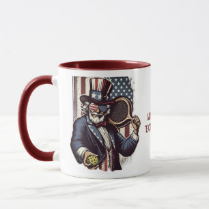 Caneca Jogador de Pickleball Patriota Bandeira dos EUA Pr