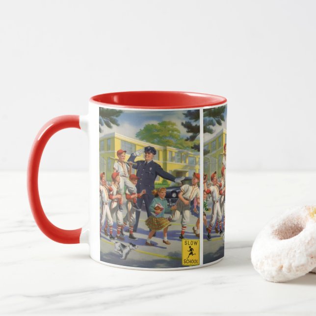 Caneca Jogadores de basebol e Guarda policial atravessand (Com Donut)