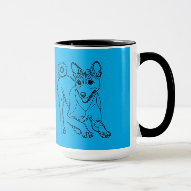 Caneca Jogando Cachorro Bassenji Acertando (Direita)