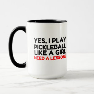 Caneca Jogar Pickleball Como Uma Menina Precisa De Liçã