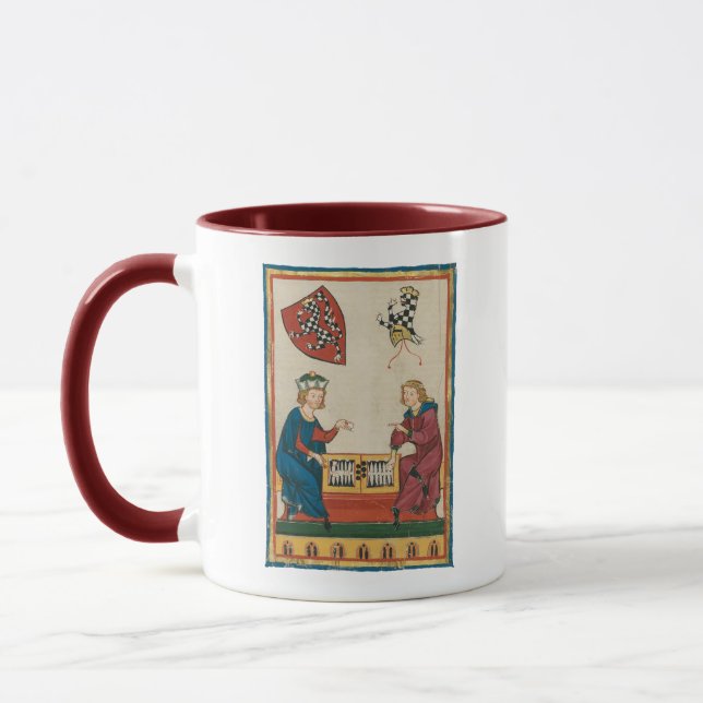 Caneca Jogo Contra Gamão, Arte Medieval do Século 14 (Esquerda)