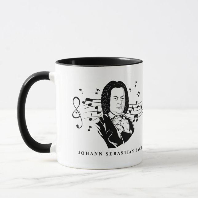 Caneca Johann Sebastian Bach Portrait e Bust com Notes (Esquerda)