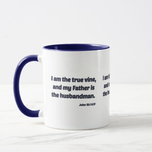 Caneca John 15:1 Bíblia KJV Verso Dois Tons (Esquerda)