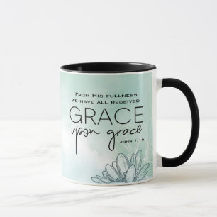 Caneca John 1:16 Todos nós recebemos Grace por Graça