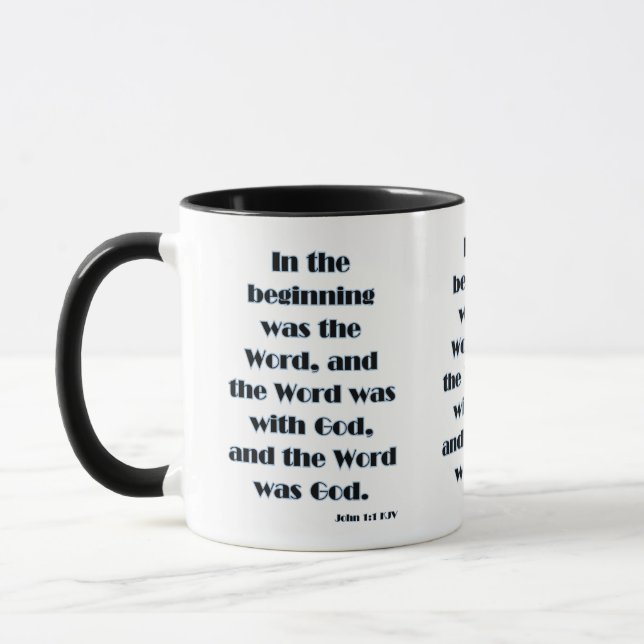 Caneca John 1:1 Bíblia KJV Verso Dois Tom (Esquerda)