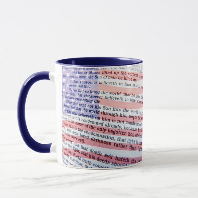 Caneca John 3:16 e bandeira americana (Esquerda)