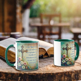 Caneca John 3:16 Scripture Cross Floral Christian