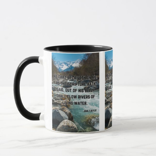 Caneca John 7:38 KJV - Escritura de Bíblia Pic Dois-Tom (Esquerda)
