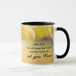 Caneca John 8:32 A Verdade lhe dará Bíblia GRATUITA Verse