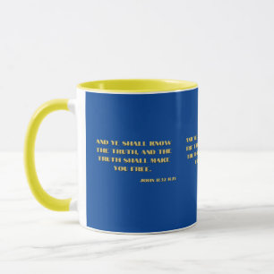 Caneca John 8:32 Escritura De Bíblia Verso 2 Mug De Dois