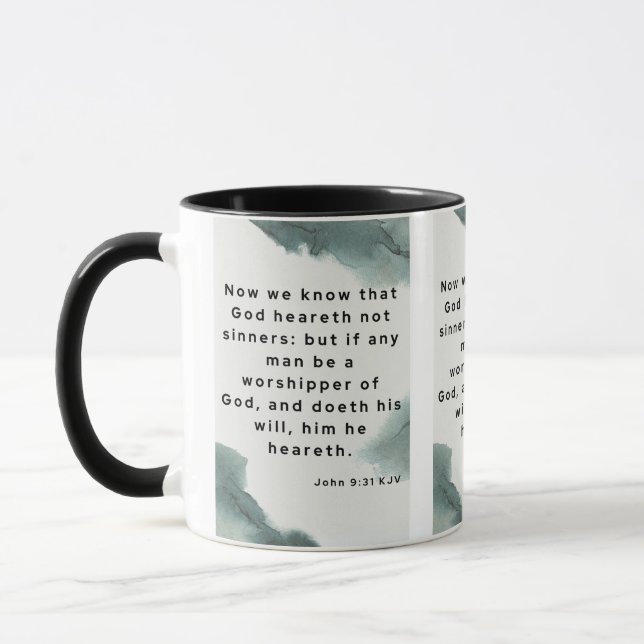 Caneca John 9:31 KJV Bíblia Verse Pic Mug De Dois Tons (Esquerda)