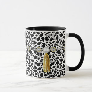 Caneca Joias de Impressão de Animais Faux e Tassel Dourad
