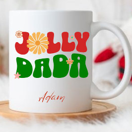 Caneca Jolly Dada Retro Groovy Nome do Pai Personalizado 