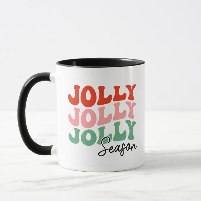 Caneca Jolly Jolly Jolly Season Retro Holiday Typografia (Esquerda)