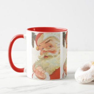 Caneca Jolly Papai Noel com um Segredo, Natais vintages