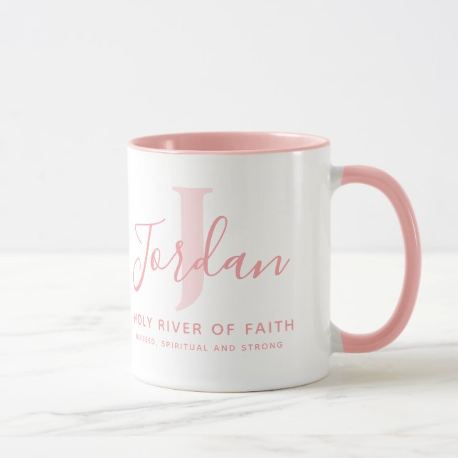 Caneca Jordan name meaning and monogram soft pink text (Direita)