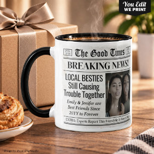 Caneca Jornal Personalizada para Melhores Amigas,