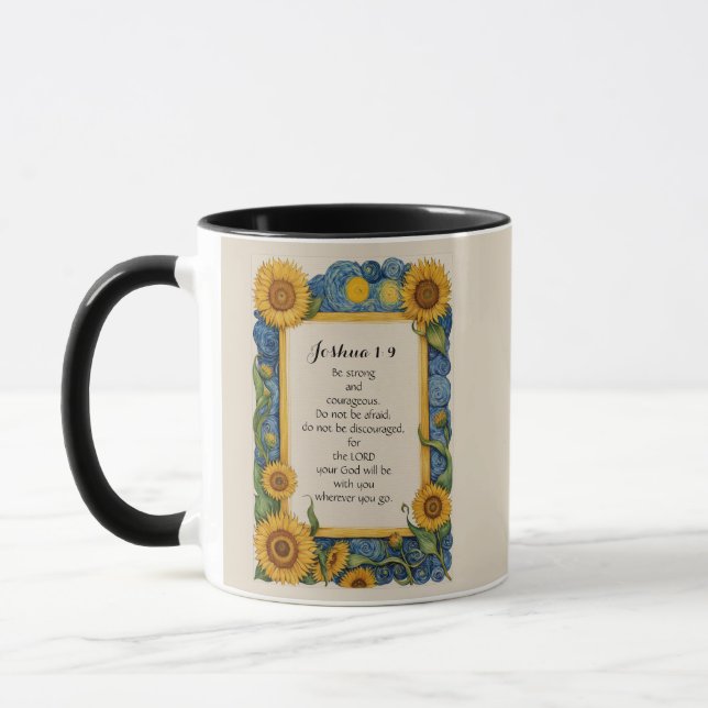 Caneca Joshua 1:9 NIV Bíblia Verse Art (Esquerda)