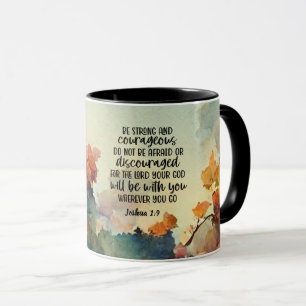 Caneca Joshua 1:9 Seja forte e corajosa aquarela