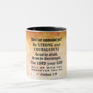 Caneca Joshua 1:9 Seja forte e corajoso, Bíblia Verso