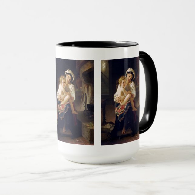 Caneca Jovem Mãe Olhando Para A Criança (Frente Esquerda)