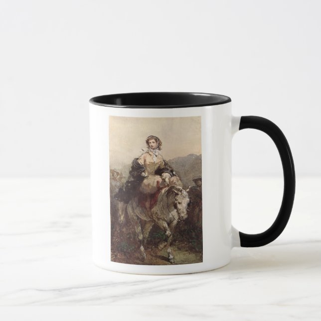 Caneca Jovem mulher em um cavalo (Direita)