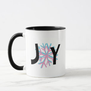 Caneca Joy Snowflakes Azul Rosa 3D