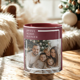 Caneca Joyful Merry Blessed Christmas Photo Custom 