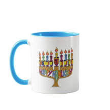 Judaica Feliz Hanukkah Pião Menorá