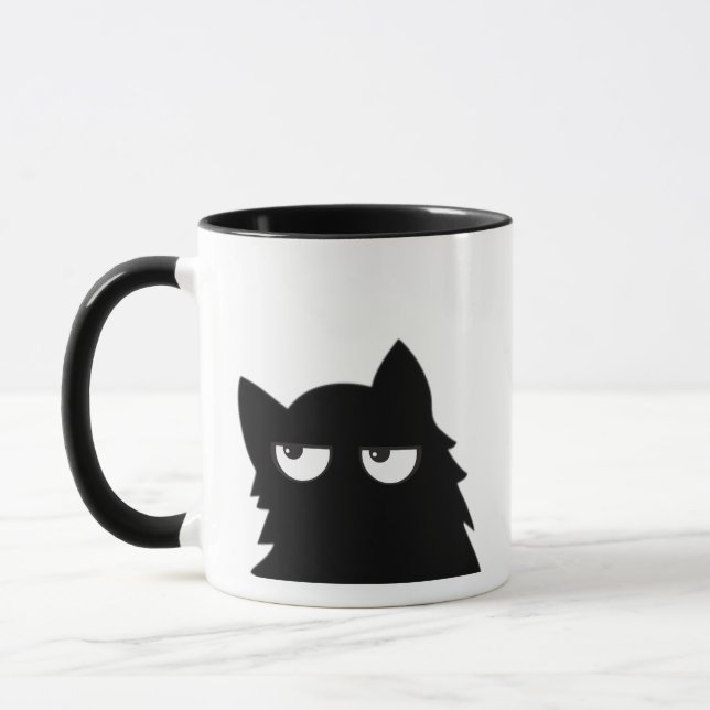 Caneca Judging Black Cat Funny Minimal Cat Design (Esquerda)