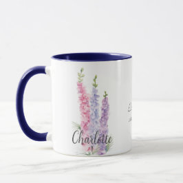Caneca Julho Aniversário Flor Watercolor Larkspur