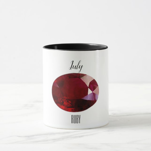 Caneca Julho Birthstone Ruby Gemstone Art (Centro)