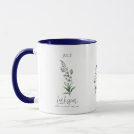 Caneca Julho Mês de Nascimento Flor Larkspur Aniversário 