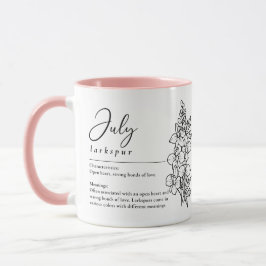 Caneca Julho Nascimento Mês Flor Larkspur Minimalista