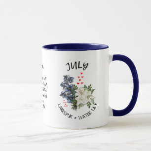 Caneca JULY Birth Mês Flor Nome Personalizado Christian