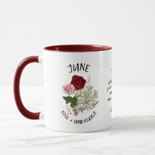 Caneca JUNE Nascimento Mês Flor Nome Personalizado Christ