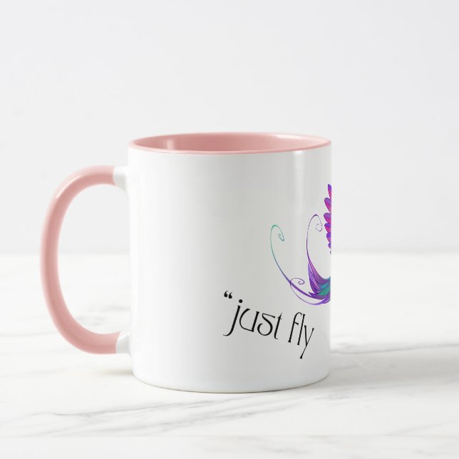 Caneca Just Fly - Vibrant Rainbow Hummingbird Art for Fre (Esquerda)