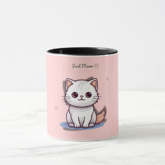 Caneca Just Meow Cute White Kitten Mug | Pink Pastel 