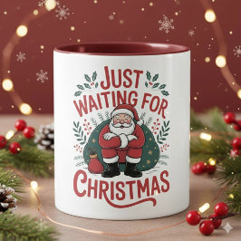 Caneca Just Waiting for Christmas Santa 11 oz Coffee Mug