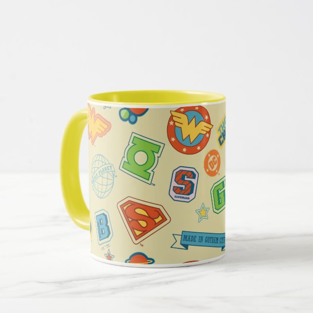 Caneca Justice League Super Hero Badge Pattern (Frente Esquerda)
