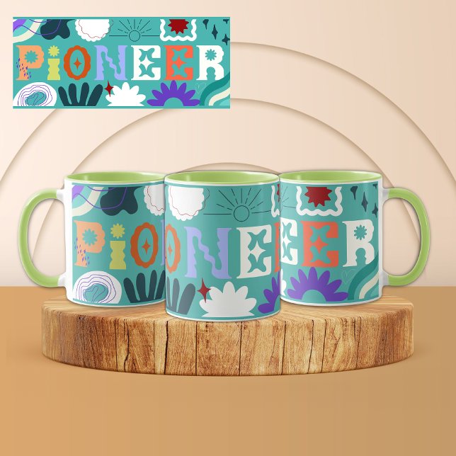 Caneca JW Pioneer Bright Wavy Blue Wrap em torno de Mug (Criador carregado)