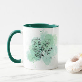 Caneca K Watercolor Monograma Verde Botânico Inicial