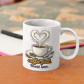 Caneca Kaffee zuerst Herz-Design