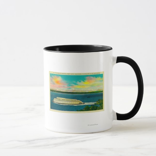 Caneca Kalakala Ferry, Puget Sound, Montanhas Olimpiadas (Direita)