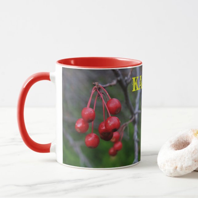 Caneca Kansas Red Berries Coffee Mug (Com Donut)